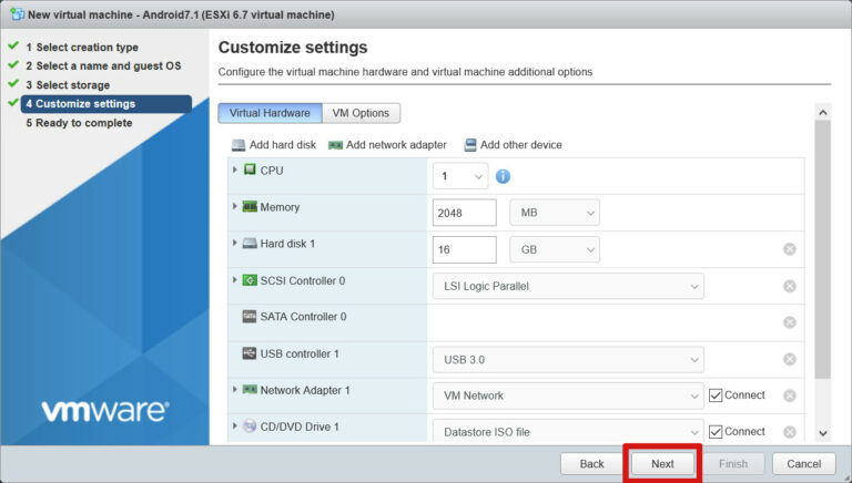 Installing Android x86 7.1 on VMware ESXi 6.7 – Janne's Tech Blog